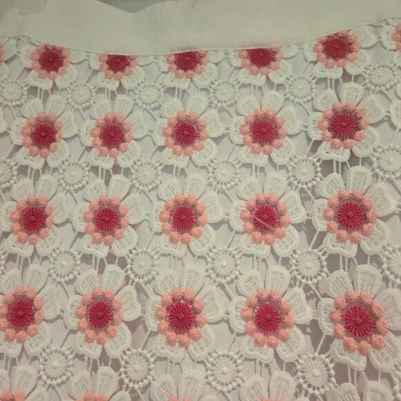 NWT J. Crew Floral Lace Crochet Pink & White Feminine Pencil Midi Skirt, Size 8 - Picture 5 of 11